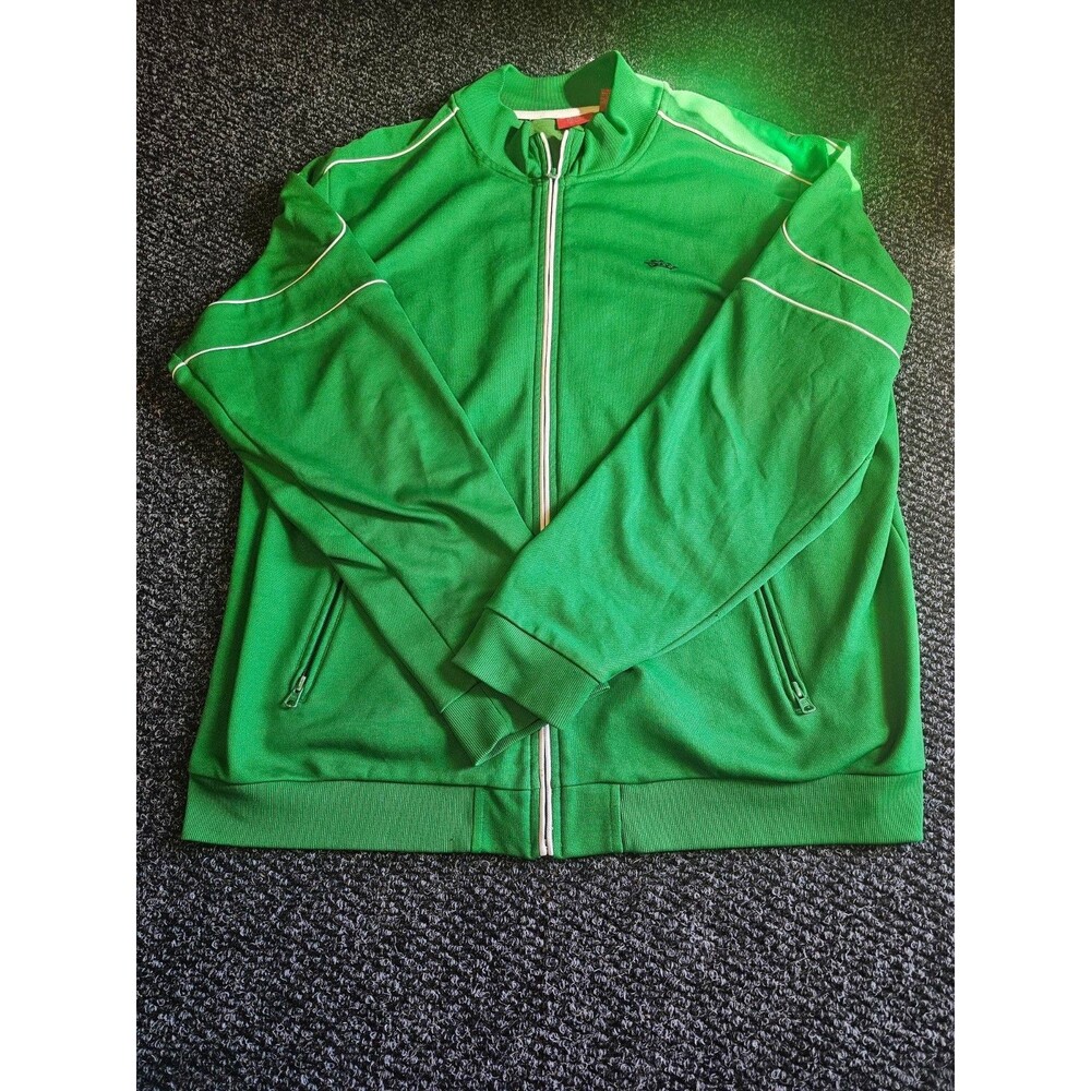 Vintage Mossimo Mens XXL Green Track Jacket Full Zip White Piping Y2K 90s